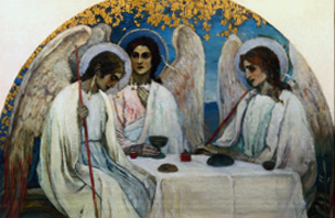 The St. Trinity in the form of the three angels od Michail Wassiljew. Nesterow
