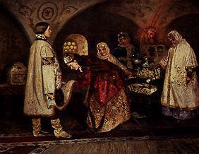 The first meeting of the Tsar Alexej Michailowitsch with his bride Sofia.