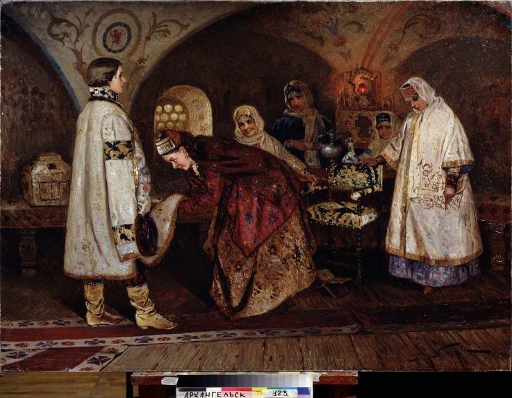 The Meeting between Tsar Alexei Mikhailovich and his Bride Maria Miloslavskaya od Michail Wassiljew. Nesterow