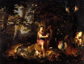 Orpheus plays in front of the animals