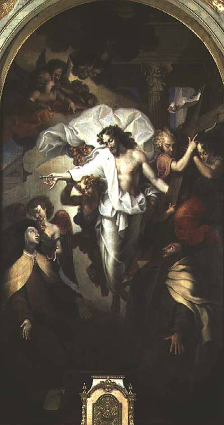 Christ Resurrected between St. Theresa of Avila (1515-82) and St. John of the Cross (1524-91) od Michel des Gobelins Corneille