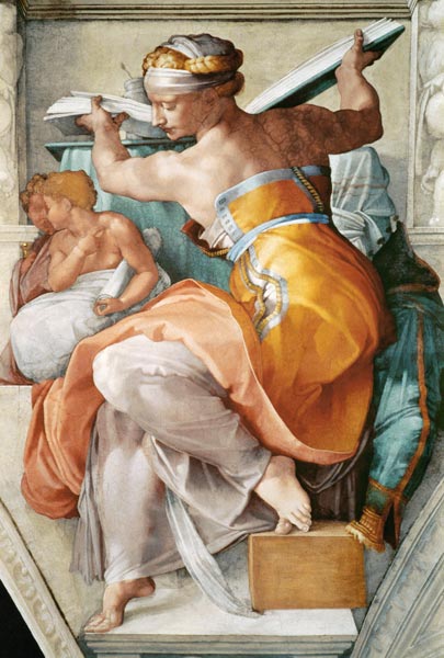 Libyan Sibylle (part of Sistine chapel) od Michelangelo (Buonarroti)
