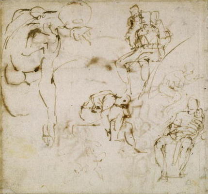 Study of Figures, c.1511 (pen & ink on paper) od Michelangelo (Buonarroti)
