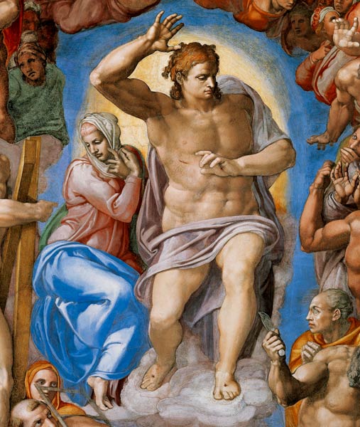 (the Last Judgement -- Christ and Maria part a Sistine chapel) od Michelangelo (Buonarroti)