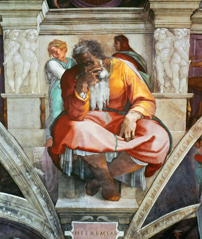 Prophets and Sibyls: Jeremiah (Sistine Chapel ceiling in the Vatican) od Michelangelo (Buonarroti)