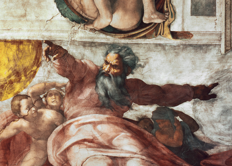 Sistine Chapel Ceiling: Creation of the Sun and Moon, 1508-12 (detail of 183097) od Michelangelo (Buonarroti)