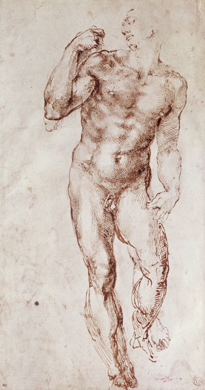Sketch of David with his Sling od Michelangelo (Buonarroti)