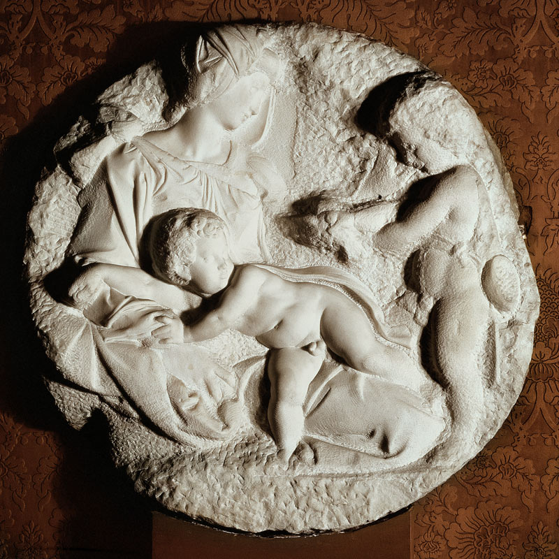 Tondo Taddei circular stone sculptured panel by Michelangelo Buonarroti (1475-1564) od Michelangelo (Buonarroti)