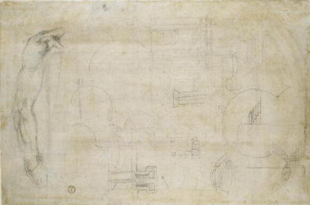 Architectural studies, c.1538-50 (black chalk on paper) od Michelangelo (Buonarroti)