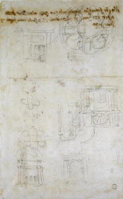Architectural Studies, c.1560 (black chalk on paper) od Michelangelo (Buonarroti)