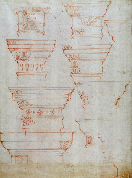 W.18v Study of column capitals od Michelangelo (Buonarroti)