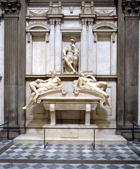 Dusk and Dawn from the Tomb of Lorenzo de Medici, designed 1521 designed 1521,carved 1524-34 od Michelangelo (Buonarroti)