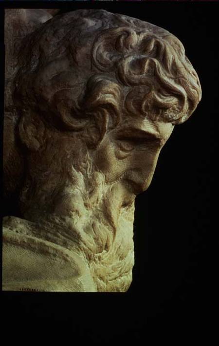 The Genius of Victory by Michelangelo Buonarroti (1475-1564) detail of an unfinished head od Michelangelo (Buonarroti)