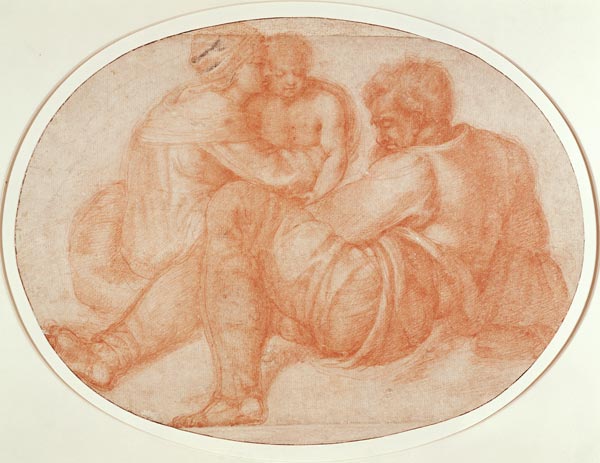 Study of the Holy Family (red chalk) Inv.9/15/539 Recto (W.94) od Michelangelo (Buonarroti)