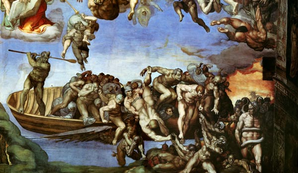 The Last Judgement -- Boat of Charon from Sistine Chapel (section) od Michelangelo (Buonarroti)