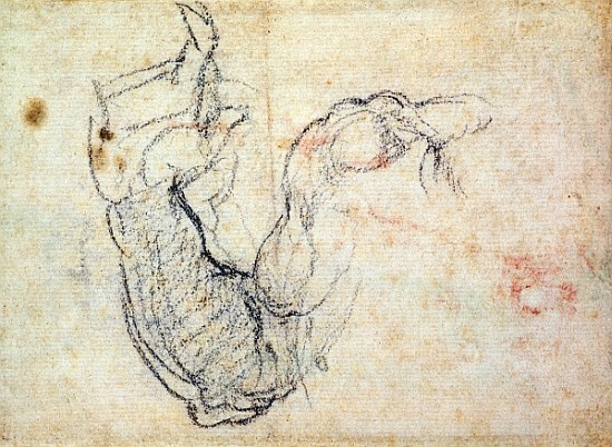 Preparatory Study for the Arm of Christ in the Last Judgement, 1535-41 od Michelangelo (Buonarroti)