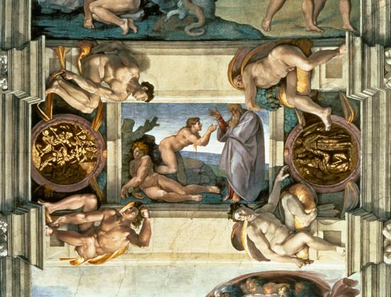 Sistine Chapel Ceiling: Creation of Eve, with four Ignudi od Michelangelo (Buonarroti)