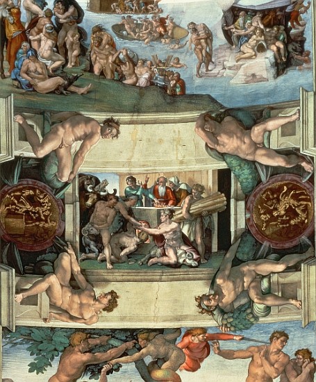 Sistine Chapel Ceiling (1508-12): The Sacrifice of Noah, 1508-10 od Michelangelo (Buonarroti)