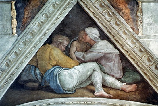 Sistine Chapel Ceiling: The Ancestors of Christ (pre restoration) od Michelangelo (Buonarroti)