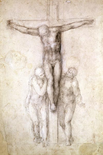 Study of Christ on the Cross between the Virgin and St. John the Evangelist od Michelangelo (Buonarroti)