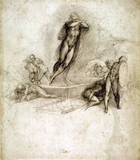 Study for an Ascension (pencil on paper) od Michelangelo (Buonarroti)