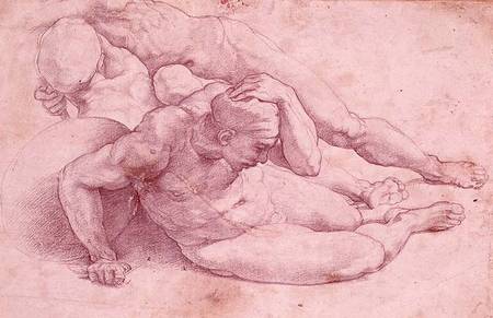 Study of Three Male Figures (after Raphael) od Michelangelo (Buonarroti)