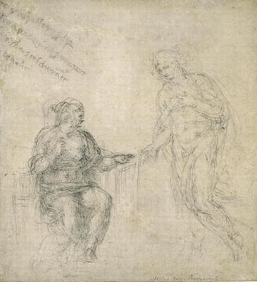 Study of the Annunciation, c.1560 (black chalk on paper) od Michelangelo (Buonarroti)