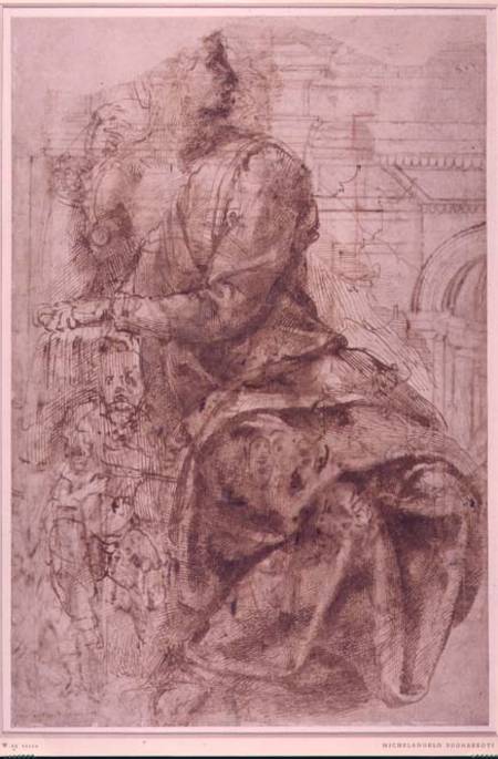 Study of Sibyl (ink) Inv.5/2/115 Recto (W.29) od Michelangelo (Buonarroti)