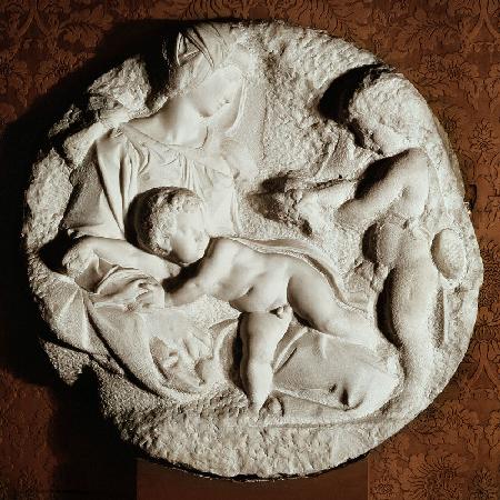 Tondo Taddei circular stone sculptured panel by Michelangelo Buonarroti (1475-1564)