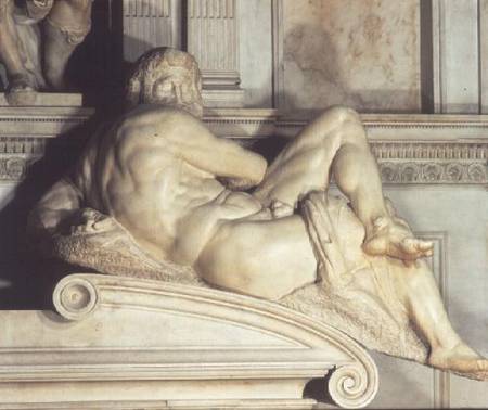 Tomb of Giuliano de' Medici, detail of Day od Michelangelo (Buonarroti)