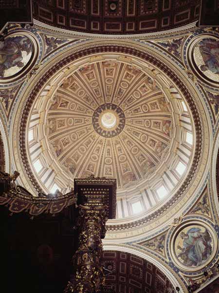 View of the interior of the dome, begun Michelangelo in 1546 and completedDomenico Fontana (1543-160 od Michelangelo (Buonarroti)