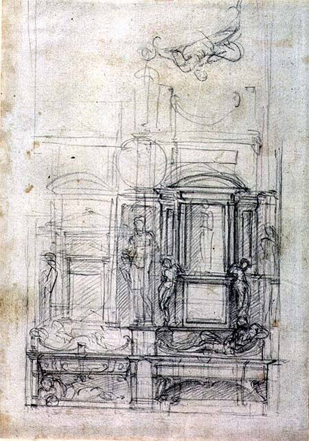 W.26r Design for the Medici Chapel in the church of San Lorenzo, Florence od Michelangelo (Buonarroti)