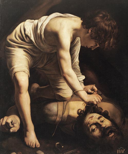 David defeats Goliath. od Michelangelo Caravaggio