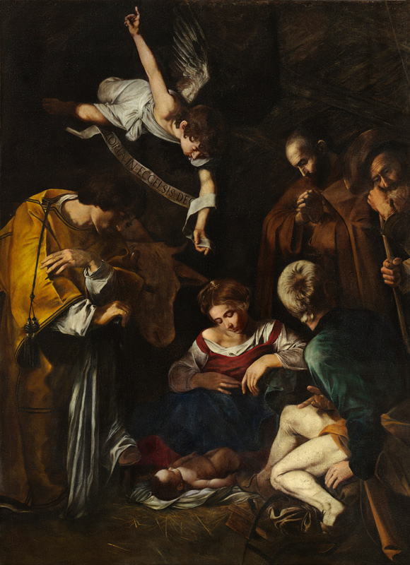 Nativity with St. Francis and St. Lawrence od Michelangelo Caravaggio