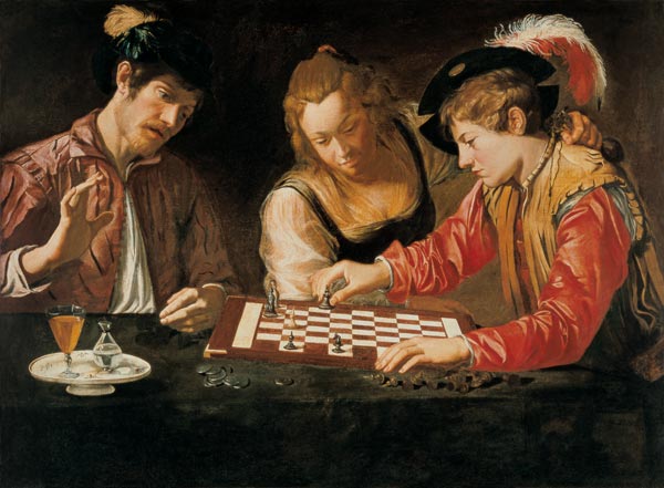 Caravaggio School / Chess Players / Ptg. od Michelangelo Caravaggio