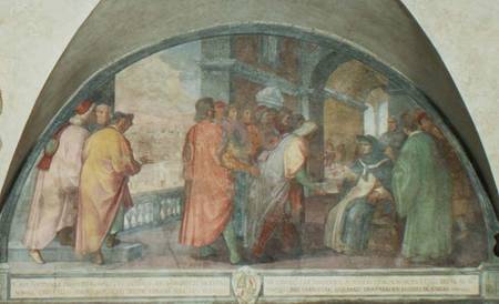 St. Antoninus Founds the Company of Good Men at San Martino, lunette od Michelangelo Cinganelli