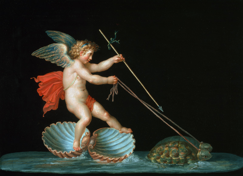 Cupid being led by Tortoises od Michelangelo Maestri