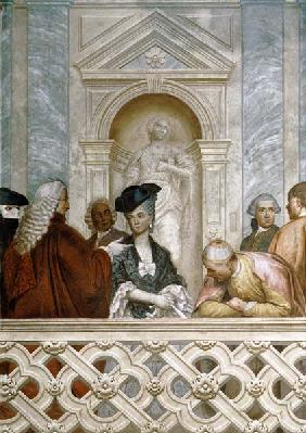 Group of seven notaries including one ecclesiastical figure