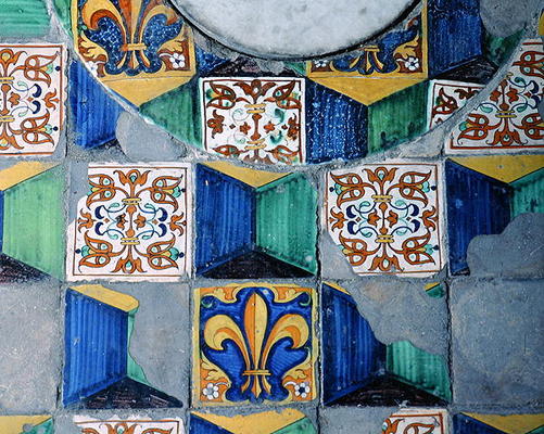 Detail of floor tiles from the cellar of the Villa Medicea de Careggi (ceramic) od Michelozzo  di Bartolommeo