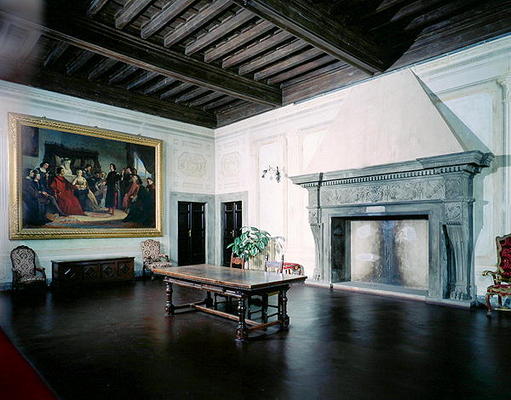 Interior with Fifteenth Century Fireplace, Villa Medicea di Careggi (photo) od Michelozzo  di Bartolommeo