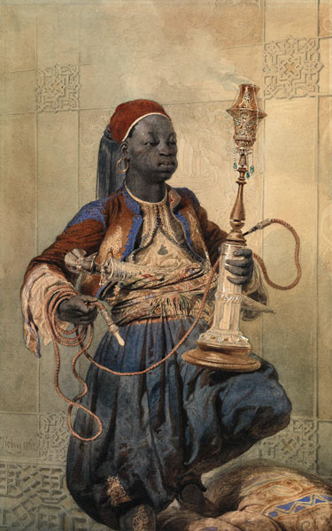 Nubian with a Waterpipe od Mihaly von Zichy