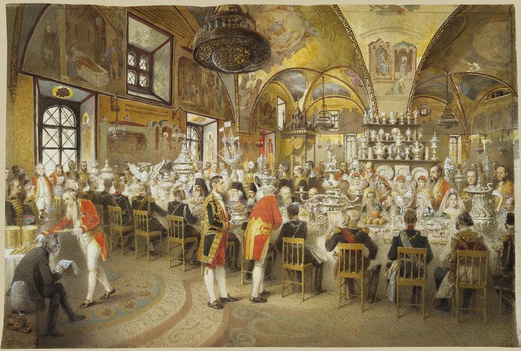 Ceremonial Dinner in the Palace of the Facets in the Moscow Kremlin od Mihaly von Zichy