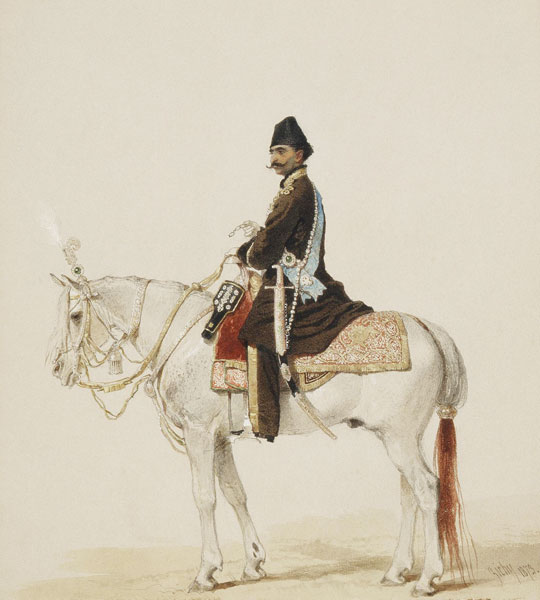 Equestrian Portrait of Naser al-Din Shah Qajar (1831-1896) od Mihaly von Zichy