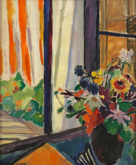 Flowers before a window, c