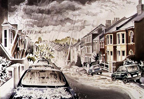 Sudden Downpour in NW5 District, 1998 (w/c on paper)  od Miles  Thistlethwaite