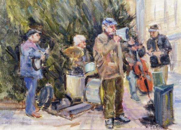 Jazz Buskers, Prague (oil on canvas)  od Miranda  Legard