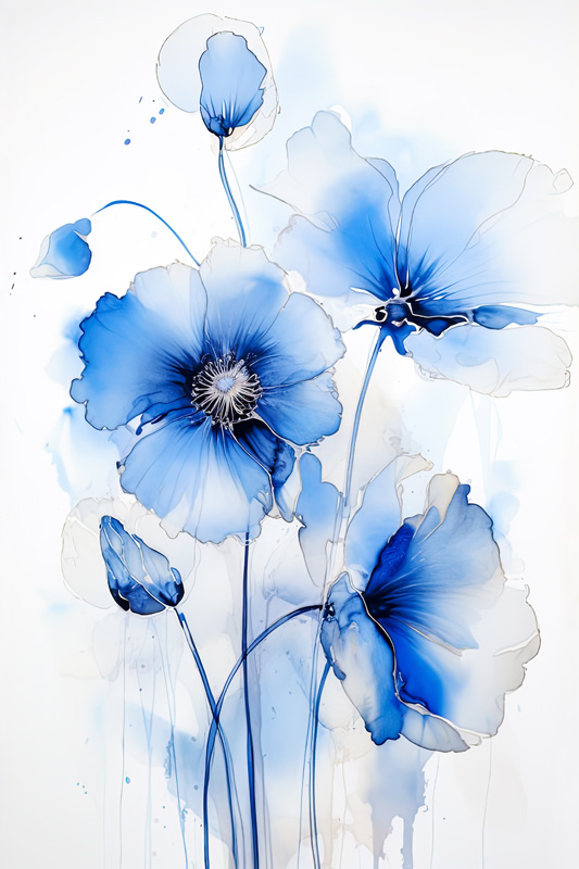 Blaue Aquarell Mohnblume III od Miro May
