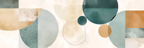 Abstrakte Kreise in verschiedenen Farben, organische Formen, glatte Linien, ruhige Aquarelle, sanfte od Miro May
