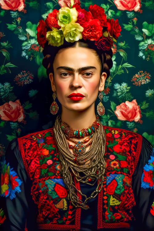 Porträt von Frida Kahlo in einem bunten Kleid  od Miro May