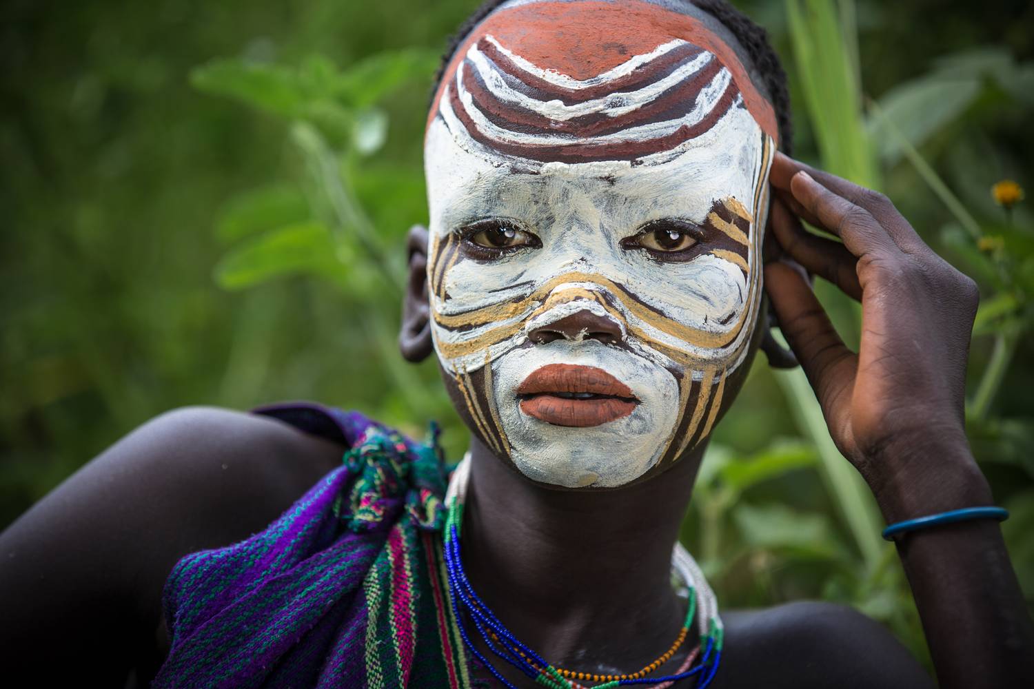 Portrait Frau in Omo Valley in Äthiopien, Afrika. od Miro May